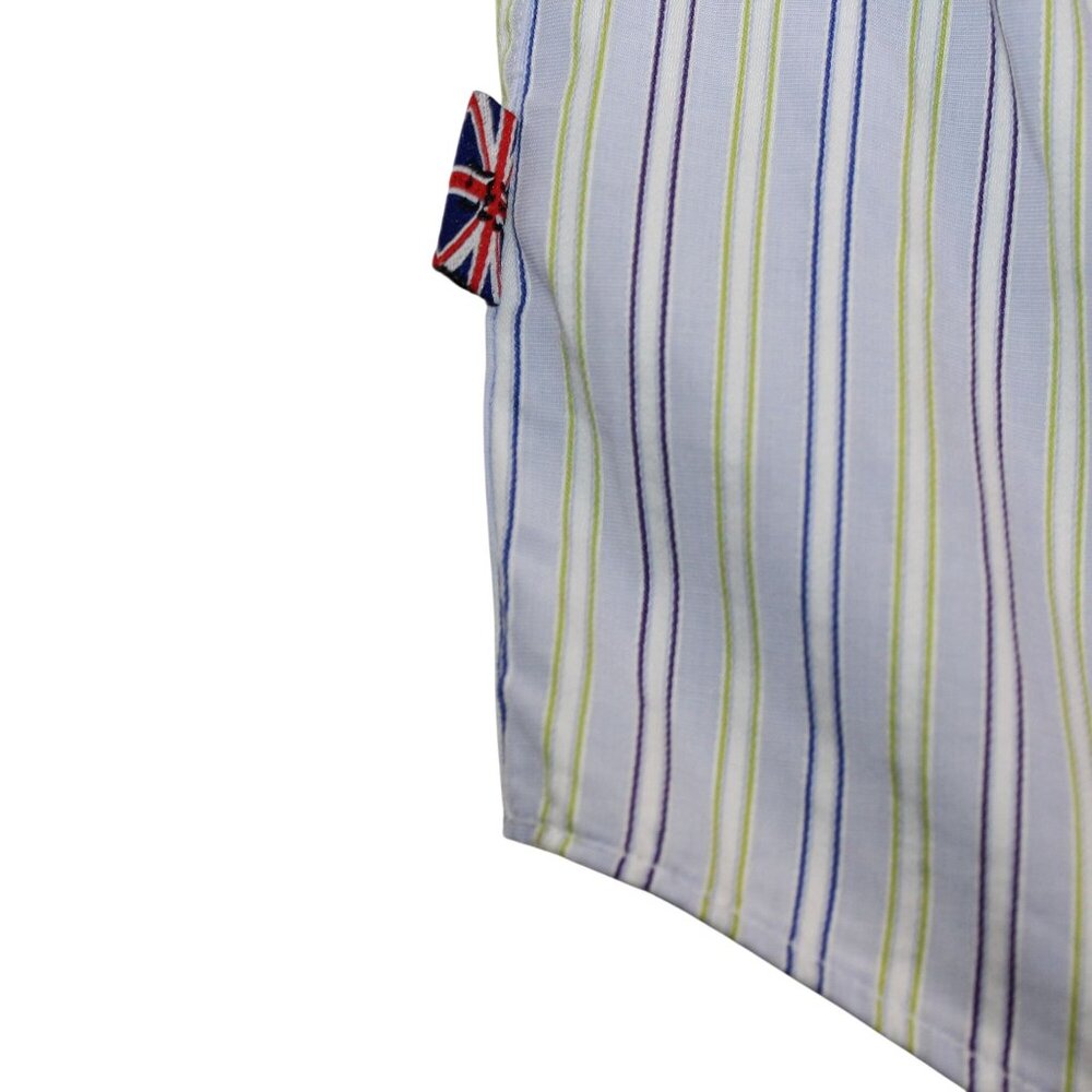 English Laundry Mens 16.5 Dress Shirt Flip Cuff Purple Striped Clubwear Office - Picture 14 of 16
